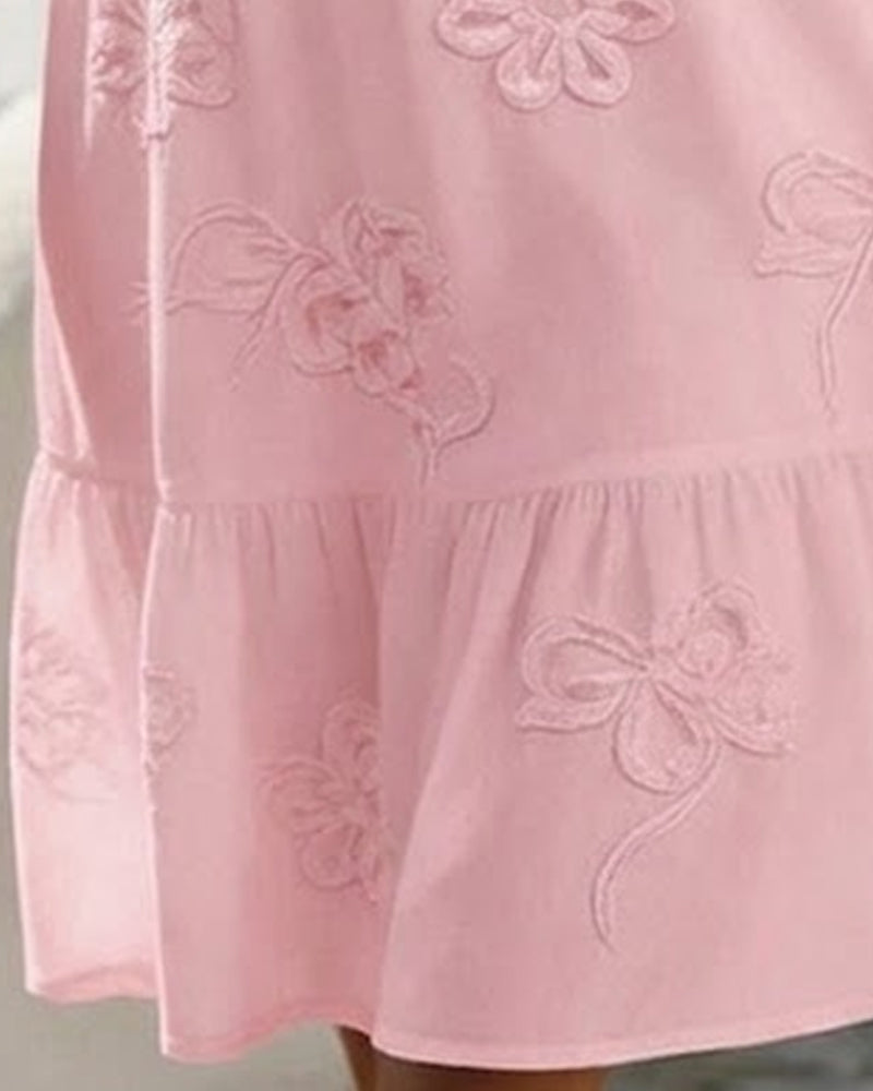 Elegante Vestido Floral de Manga Abullonada