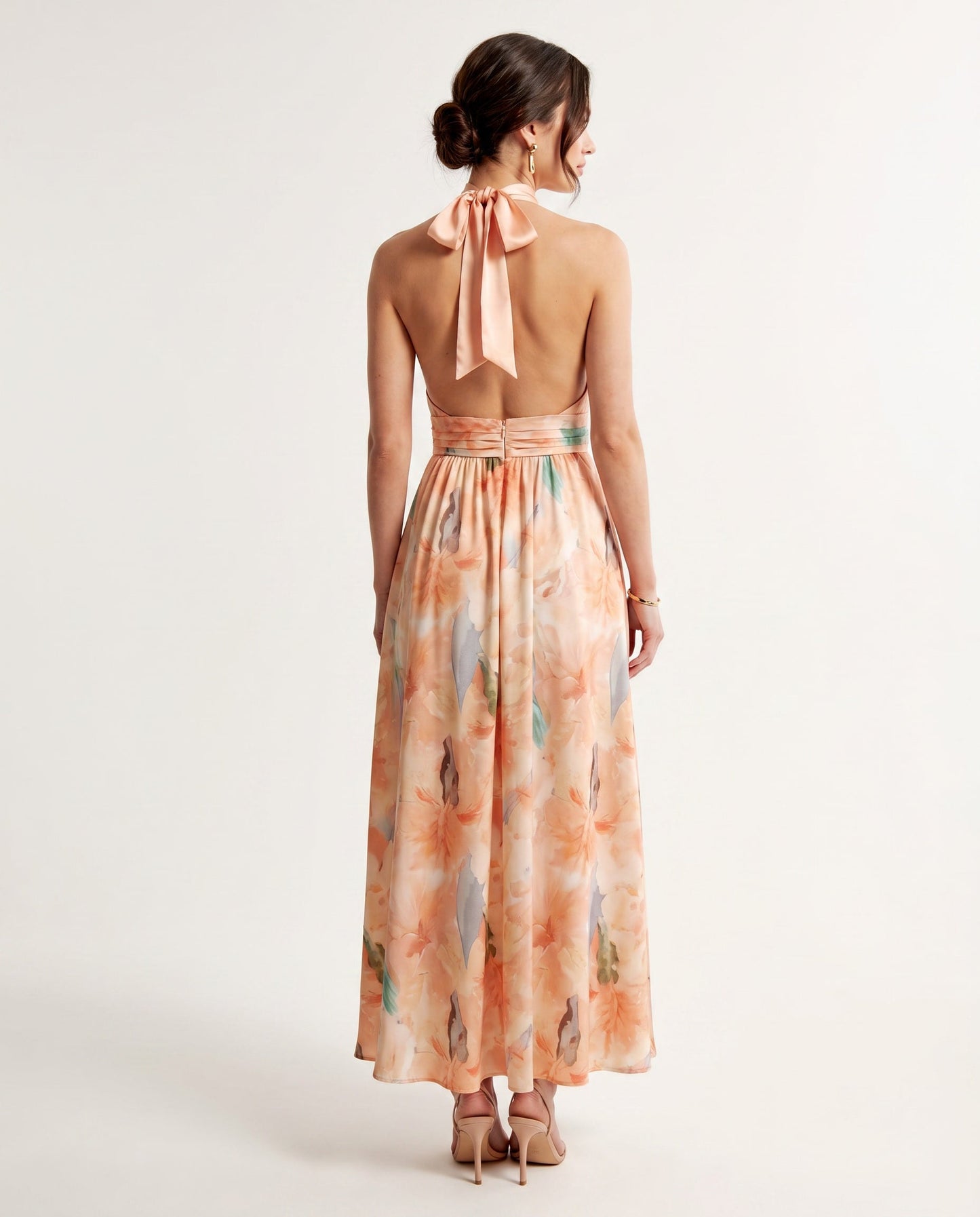 Vestido Maxi Estampado Melocotón
