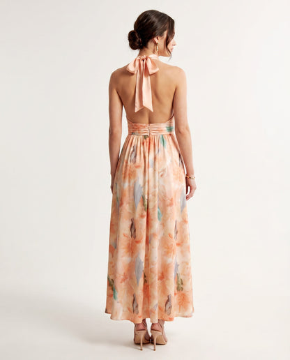 Vestido Maxi Estampado Melocotón