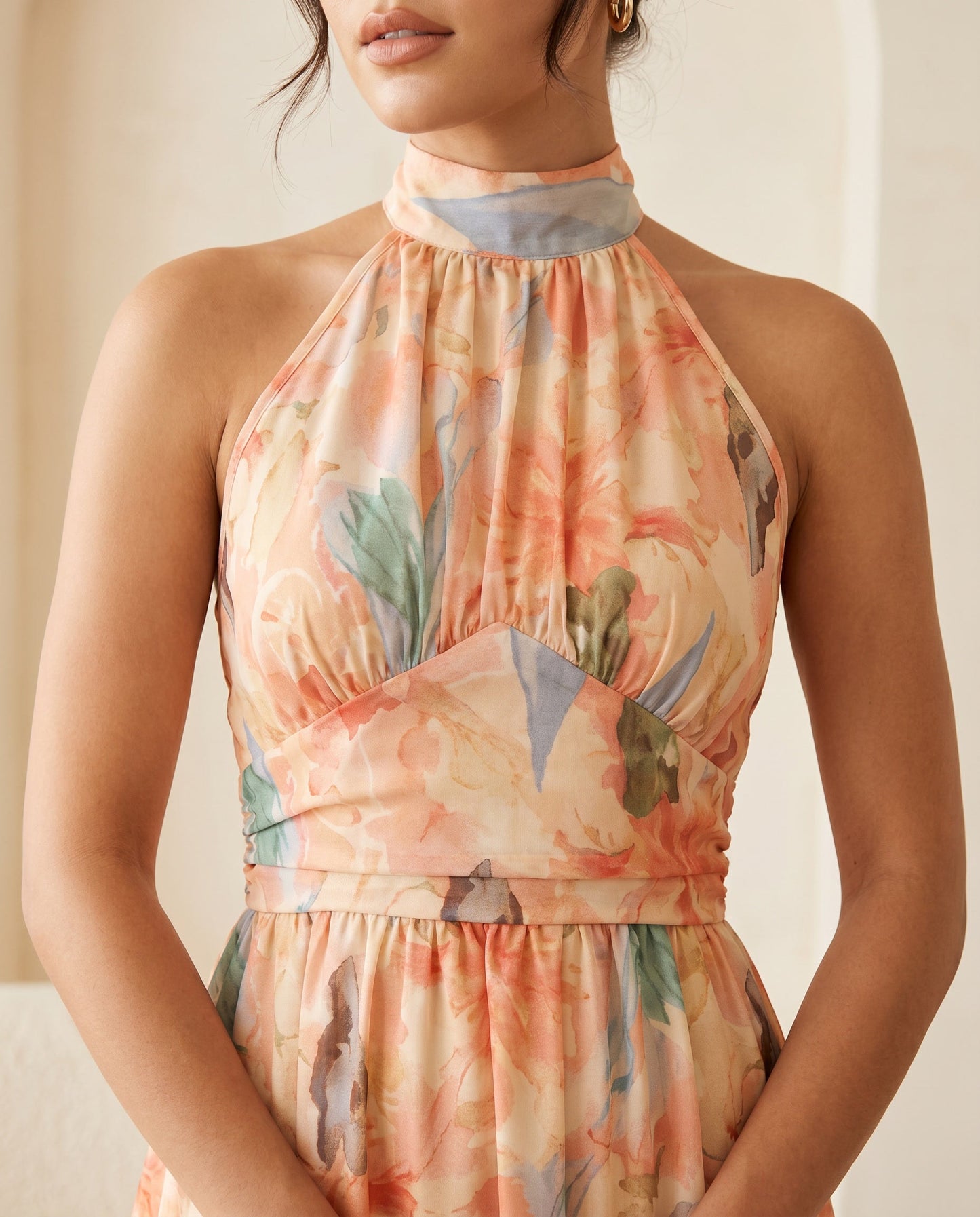 Vestido Maxi Estampado Melocotón