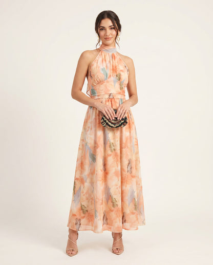 Vestido Maxi Estampado Melocotón