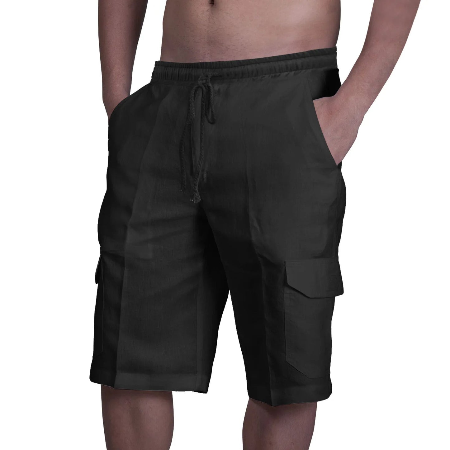 Pantalones cortos cargo de algodón y lino