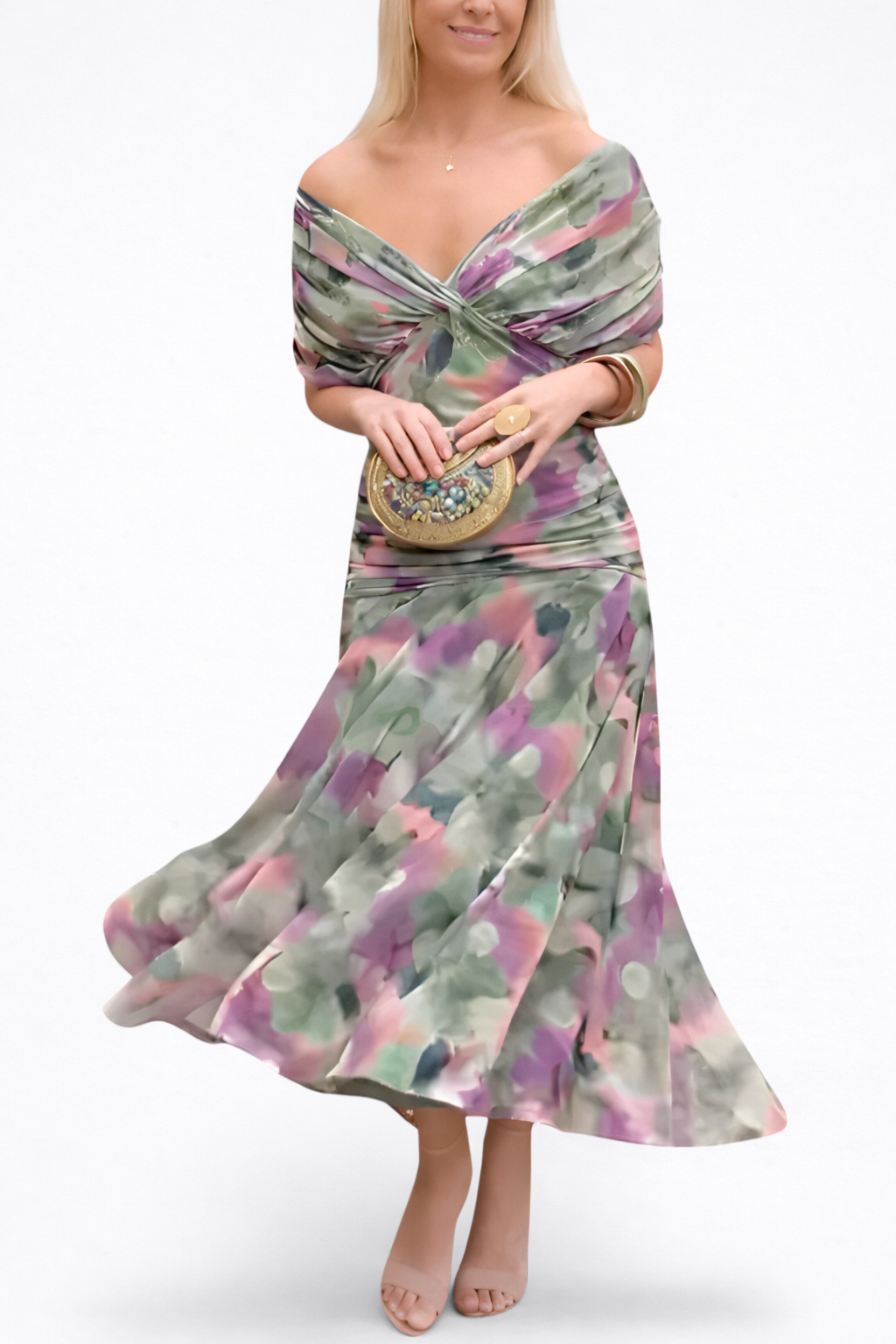 Velora™ | Vestido largo floral con escote en V