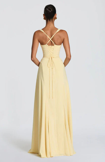 Vestido largo mujer tirantes finos espalda con lazada escote corazón