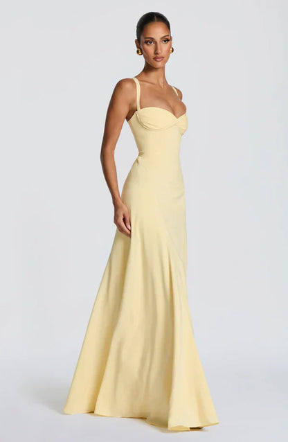Vestido largo mujer tirantes finos espalda con lazada escote corazón