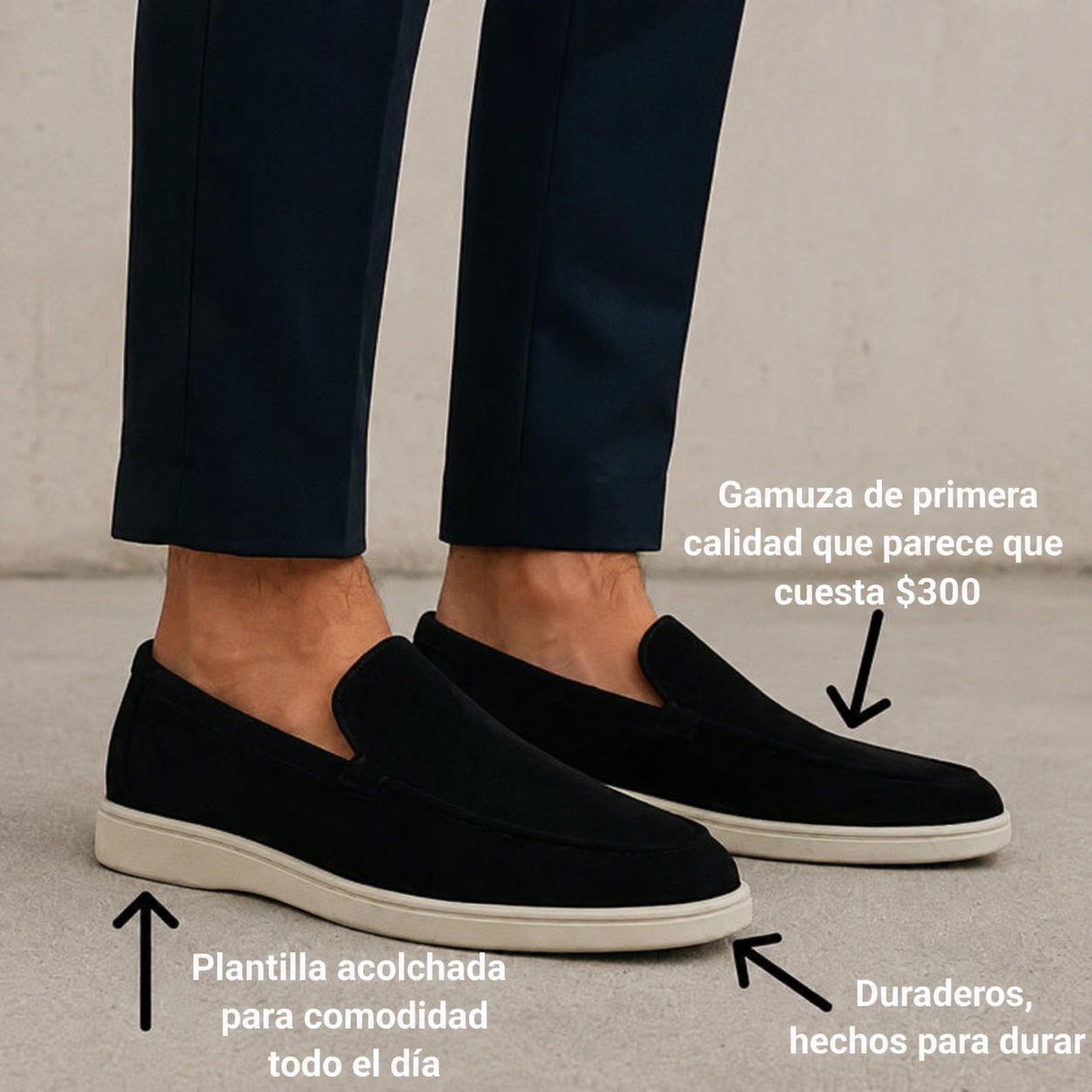 Elegantes mocasines de ante