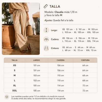 LAIA™ | Pantalón Bordado Beige