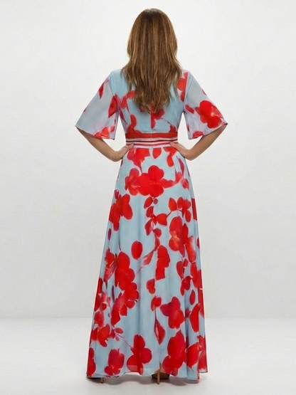 Corina | Vestido floral con escote en V y manga corta