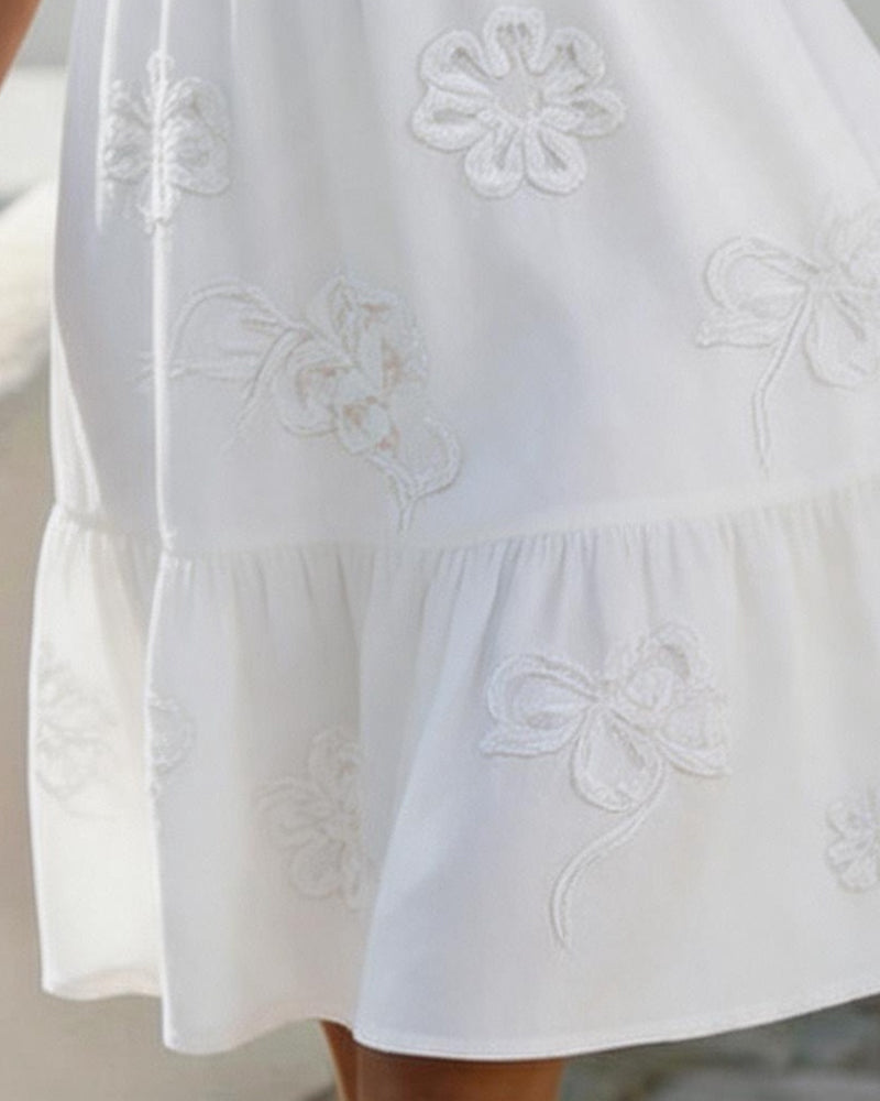 Elegante Vestido Floral de Manga Abullonada