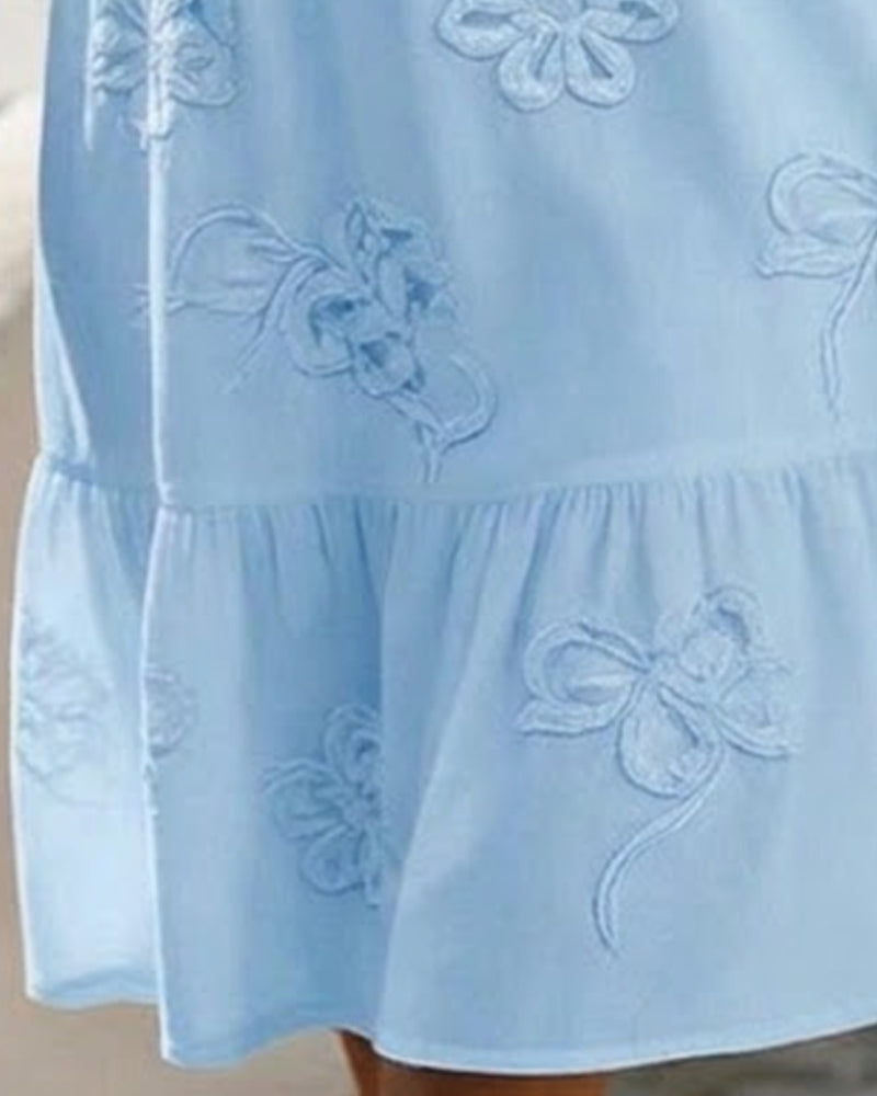Elegante Vestido Floral de Manga Abullonada