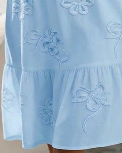 Elegante Vestido Floral de Manga Abullonada