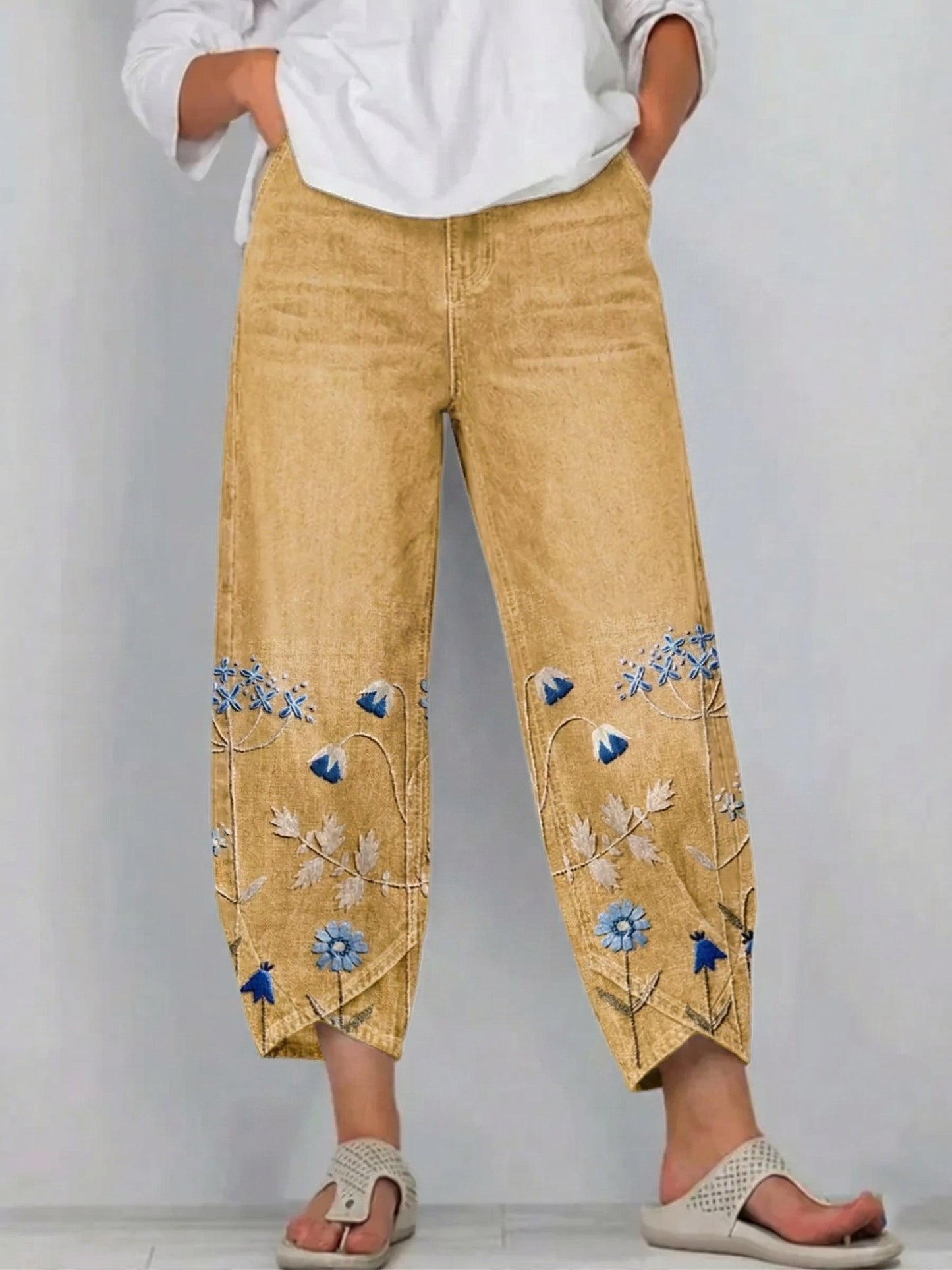 Vaqueros estampados de corte relajado
