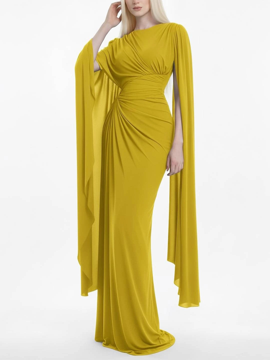 Vestido Maxi con cuello barco plisado