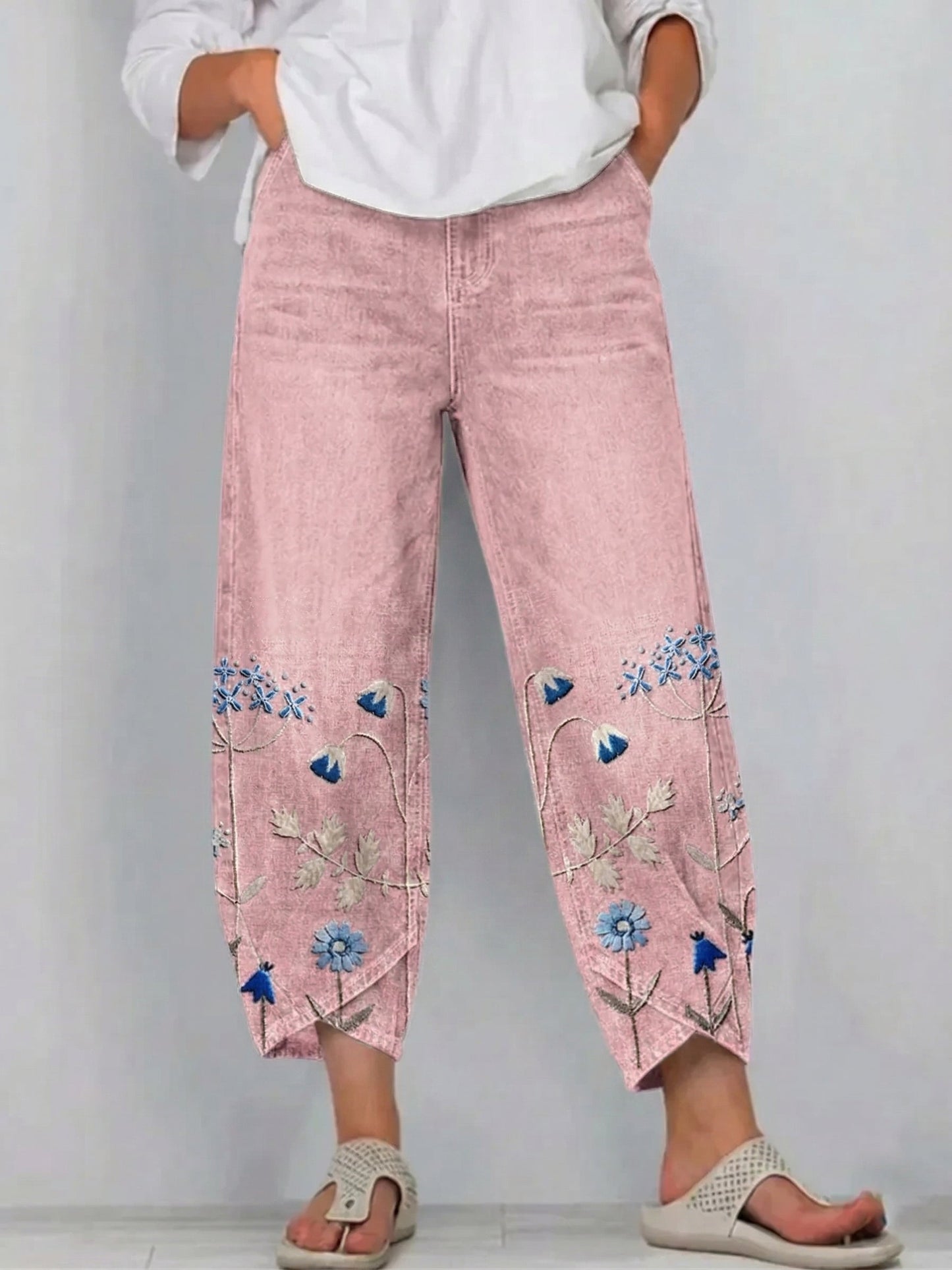 Vaqueros estampados de corte relajado