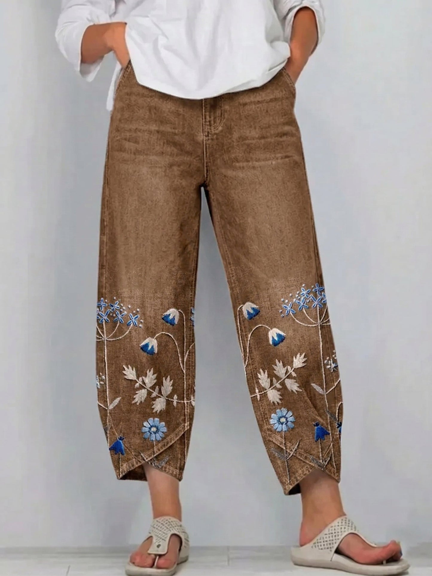 Vaqueros estampados de corte relajado