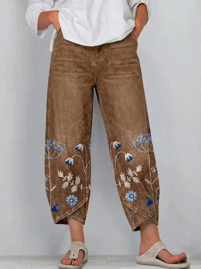 Vaqueros estampados de corte relajado