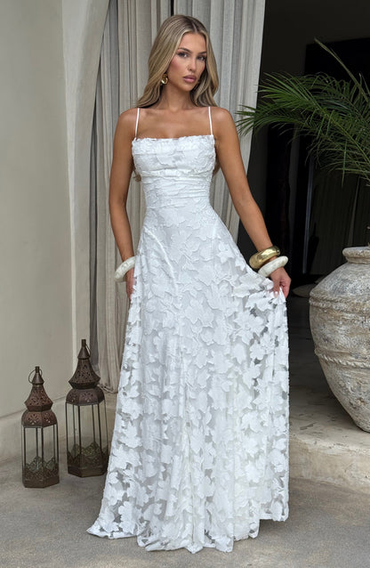 Vestido largo mujer escote drapeado espalda de encaje tirantes finos motivo calado