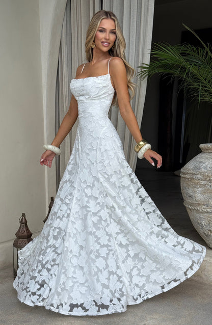 Vestido largo mujer escote drapeado espalda de encaje tirantes finos motivo calado