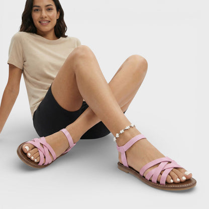 ALEJANDRA – Sandalias planas de mujer con tiras romanas