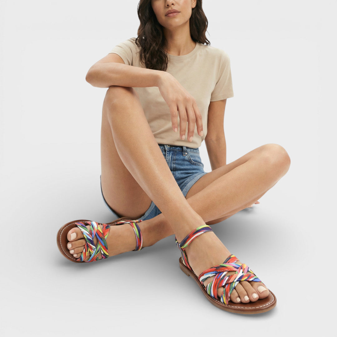 ALEJANDRA – Sandalias planas de mujer con tiras romanas