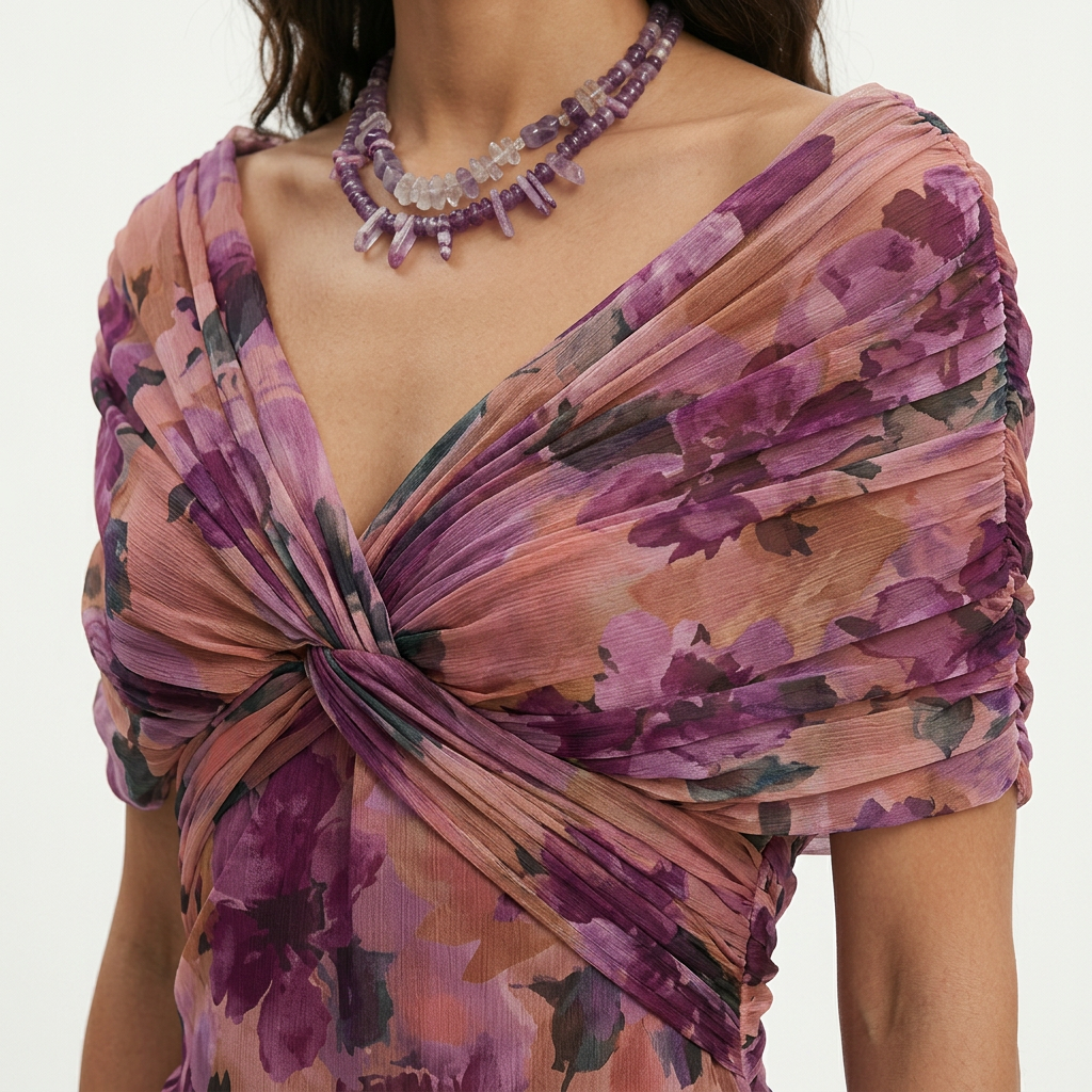Vestido largo mujer multicolor Hombros descubiertos lazo frontal