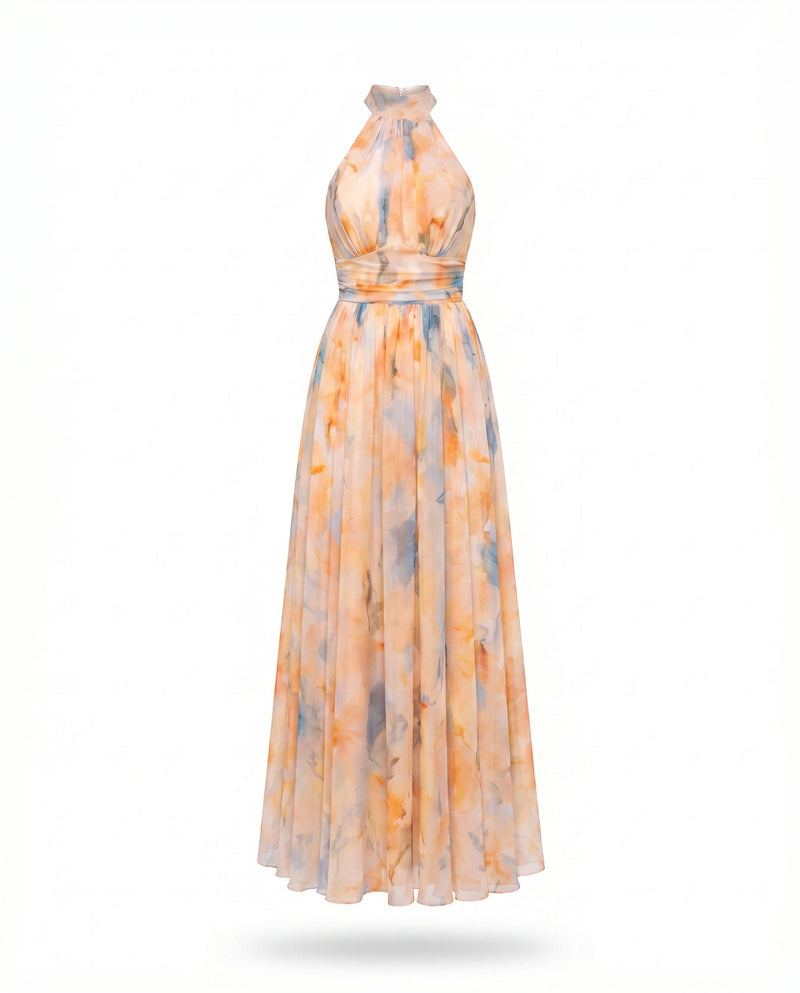 Vestido Maxi Estampado Melocotón