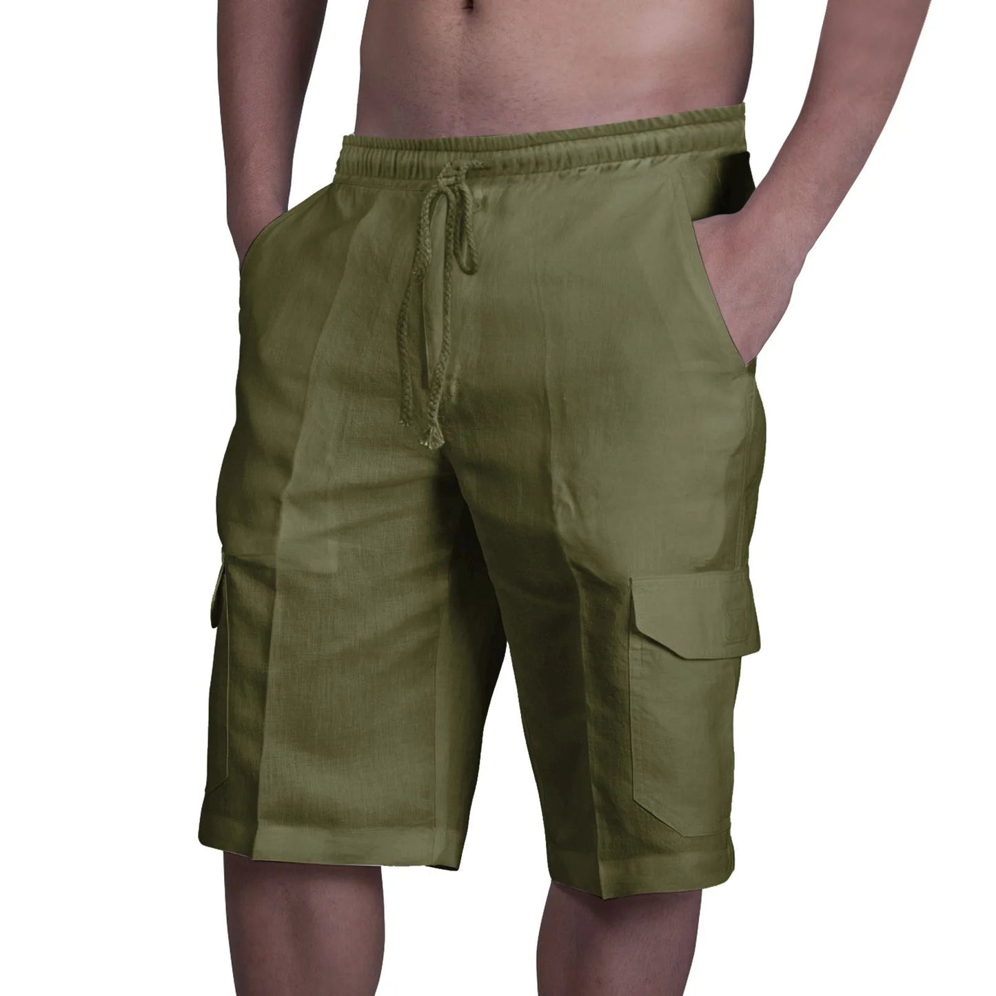 Pantalones cortos cargo de algodón y lino