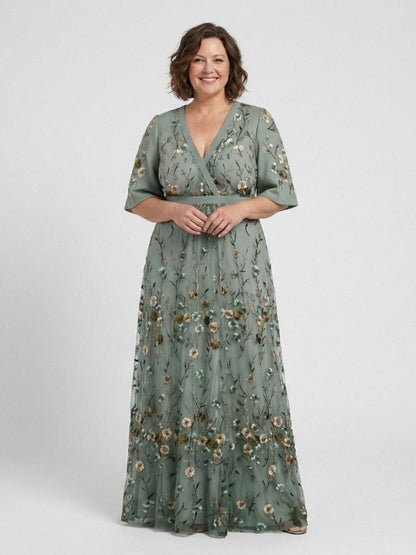 Melodi – Vestido largo de flores con cuello en V