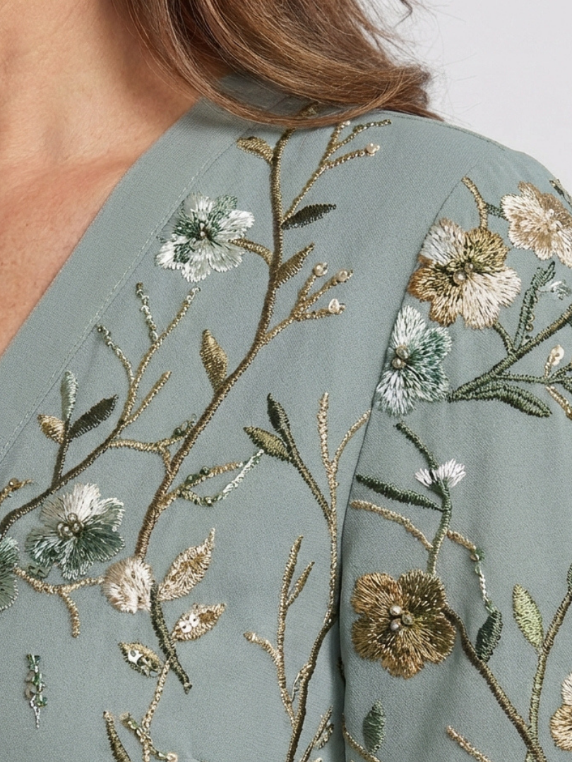 Eva | Vestido maxi floral con escote en V y manga corta