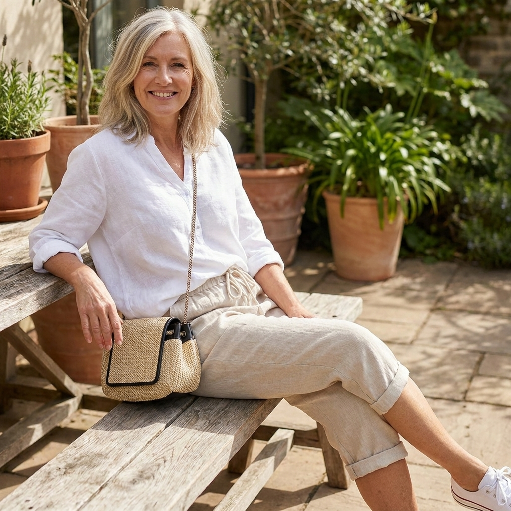 Pantalones cortos de algodón y lino para mujer