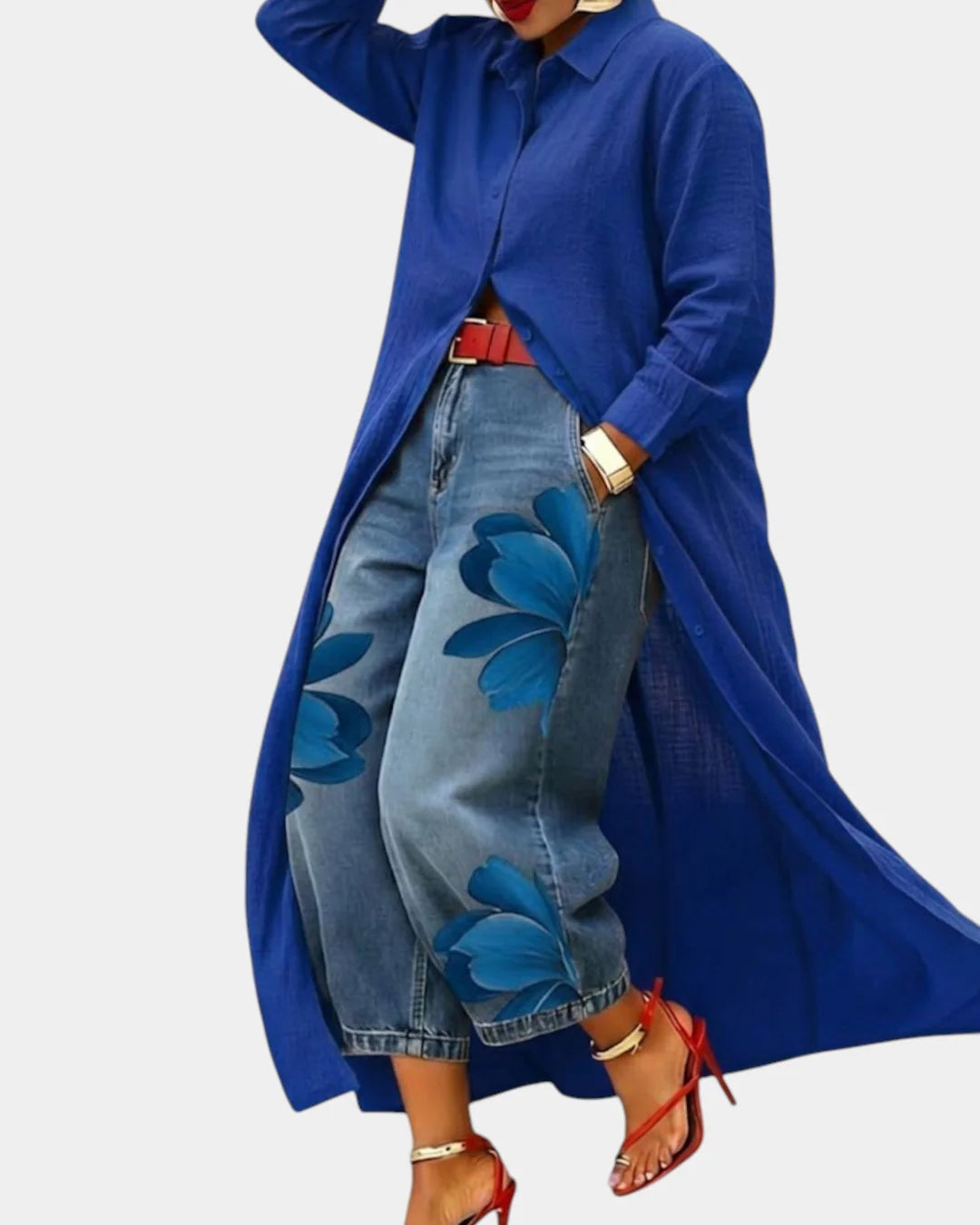 Mariana | Pantalones Vaqueros Bordados con Flores Elegantes