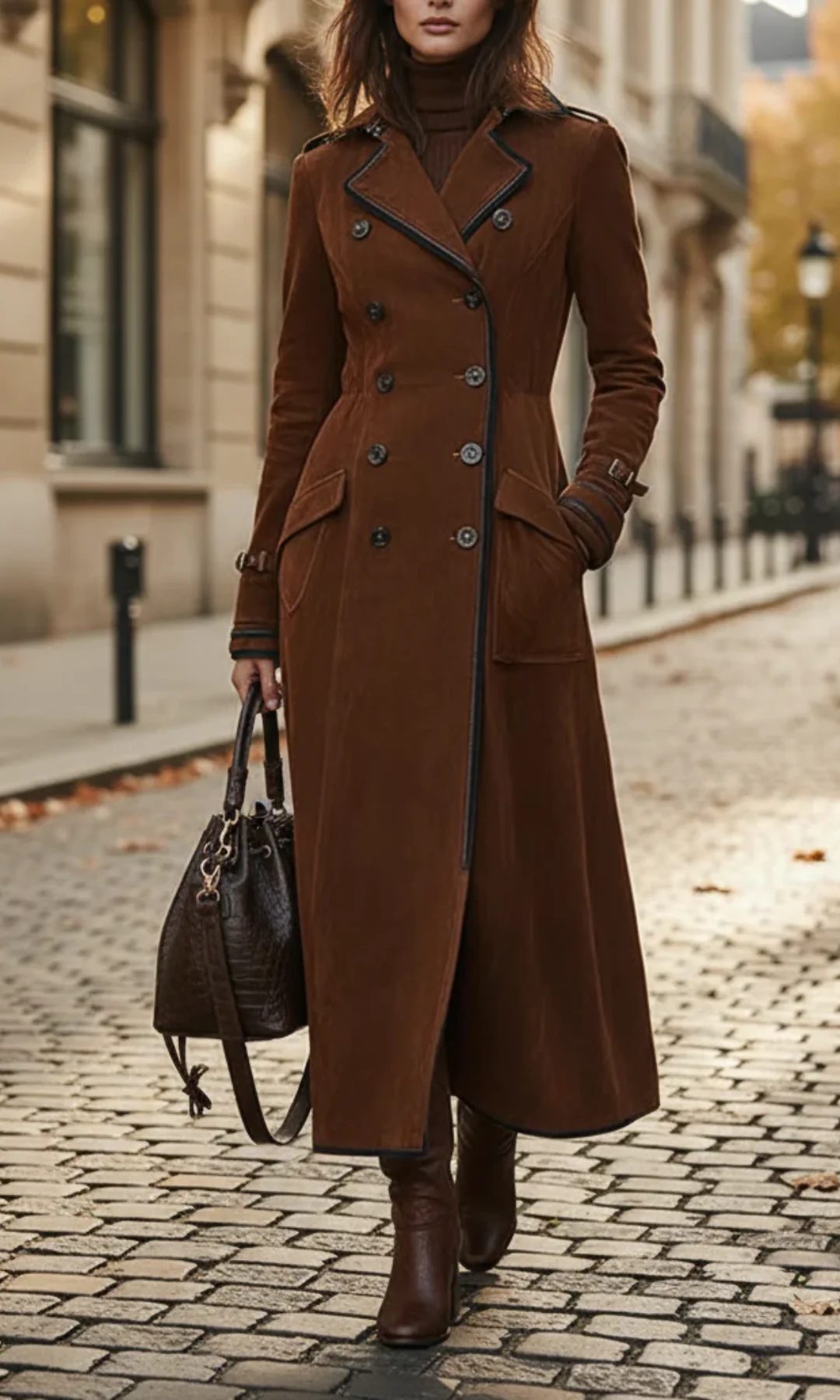 Ana | Chaqueta Larga de Ante Vegano