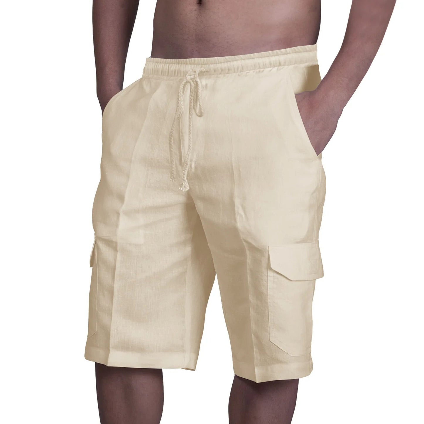 Pantalones cortos cargo de algodón y lino