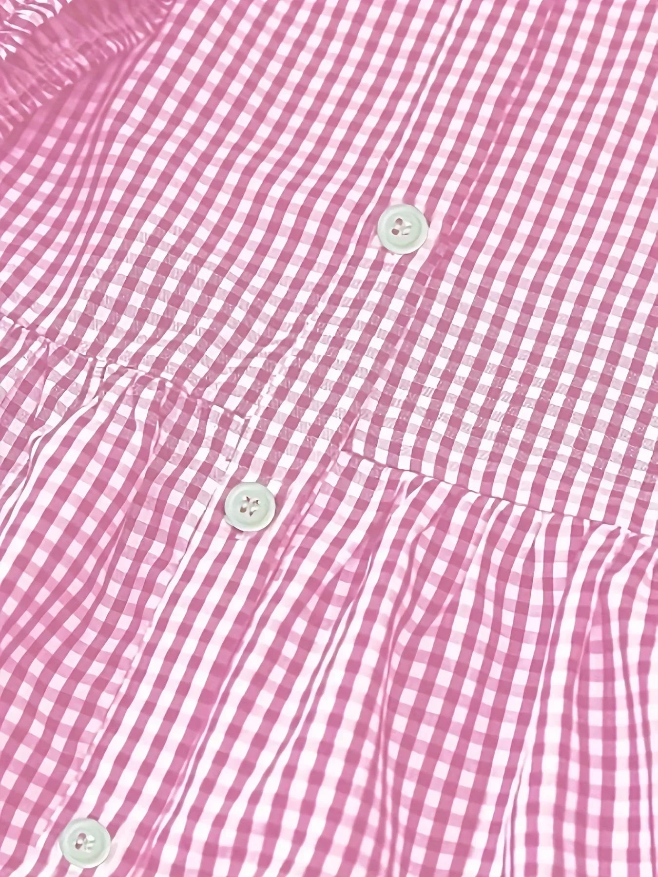 Vestido corto vichy de mujer con mangas 3/4 y cuello abotonado