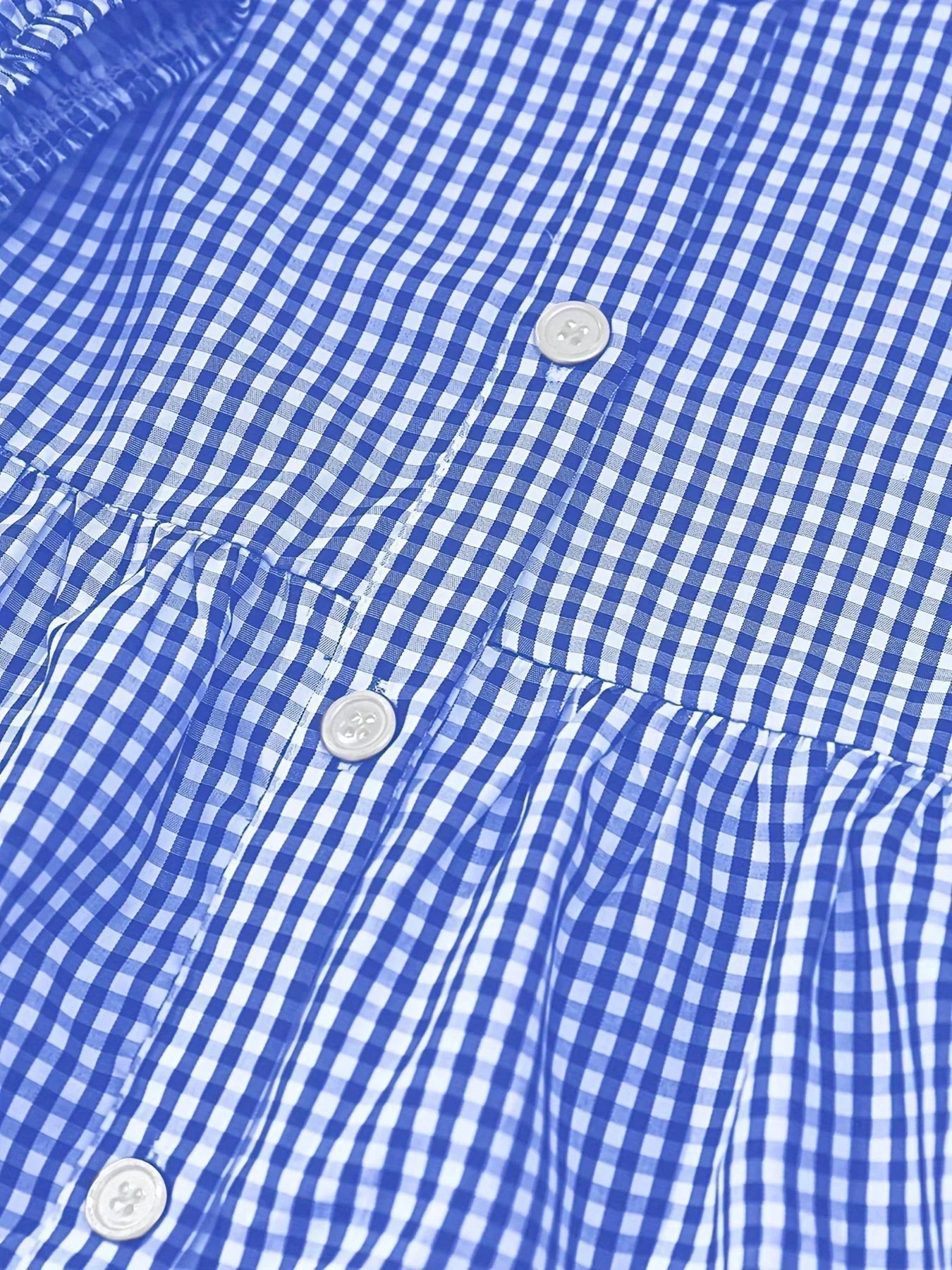 Vestido corto vichy de mujer con mangas 3/4 y cuello abotonado