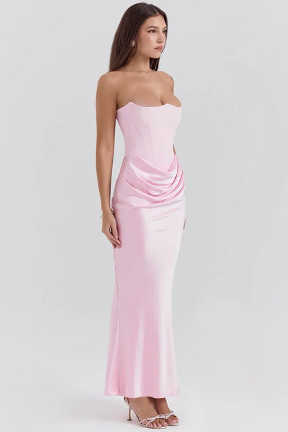 Vestido bustier de mujer maxi drapeado