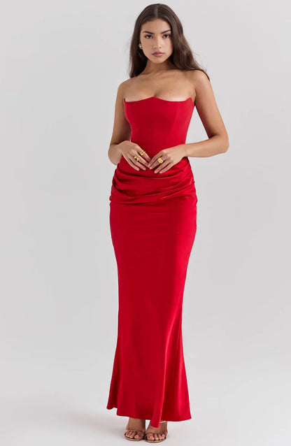 Vestido bustier de mujer maxi drapeado