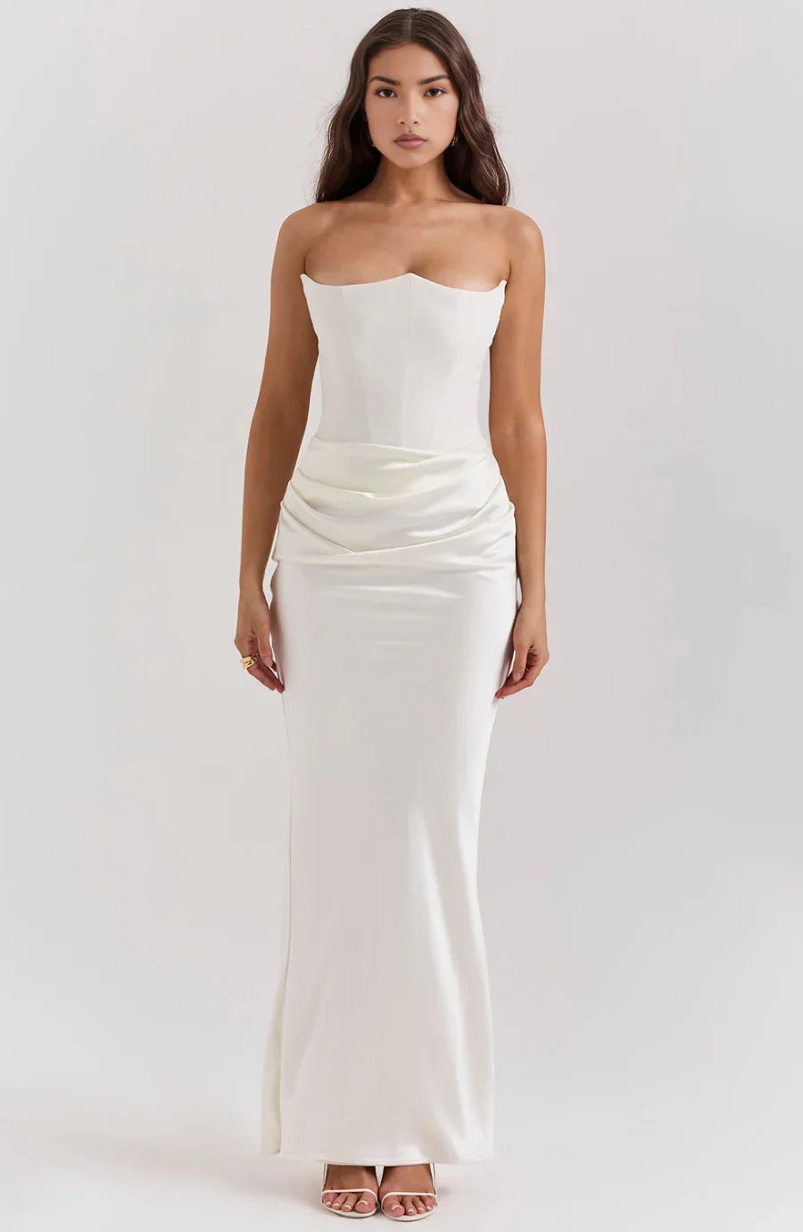 Vestido bustier de mujer maxi drapeado