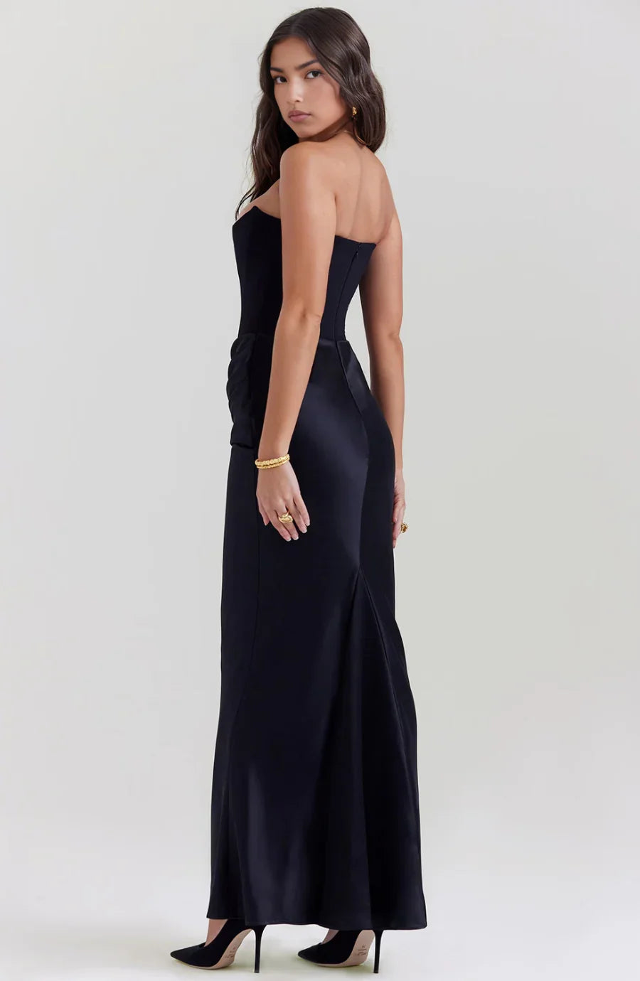 Vestido bustier de mujer maxi drapeado