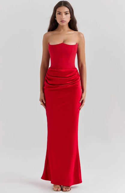 Vestido bustier de mujer maxi drapeado