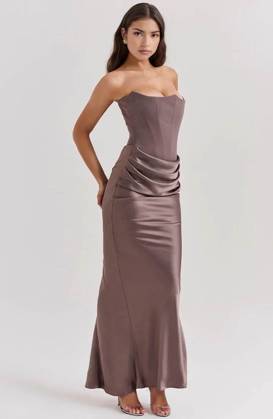 Vestido bustier de mujer maxi drapeado