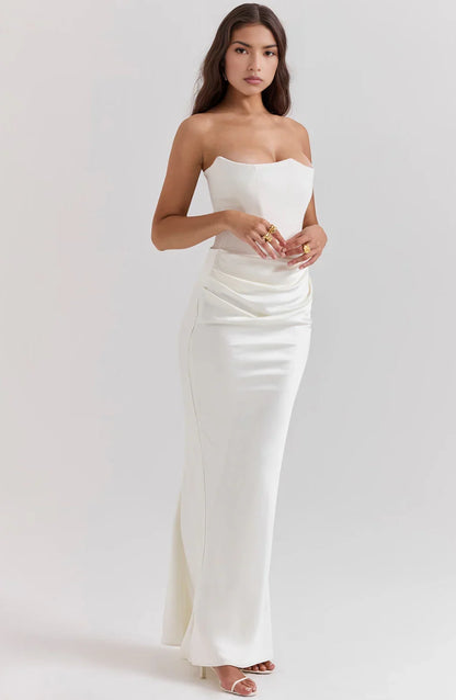 Vestido bustier de mujer maxi drapeado