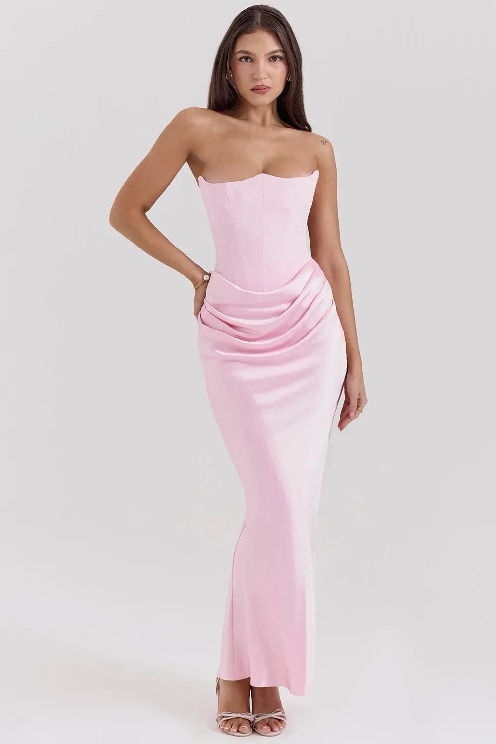 Vestido bustier de mujer maxi drapeado
