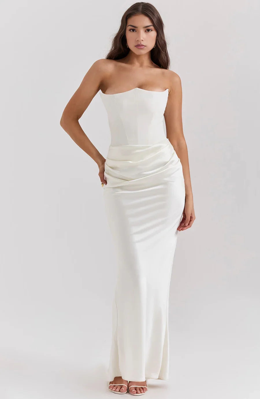 Vestido bustier de mujer maxi drapeado