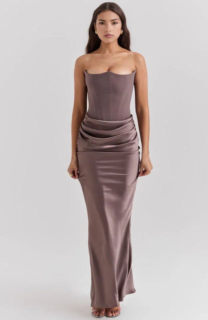 Vestido bustier de mujer maxi drapeado