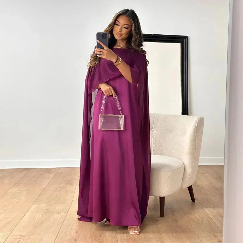 Vestido capa maxi mujer corte elegante fluido