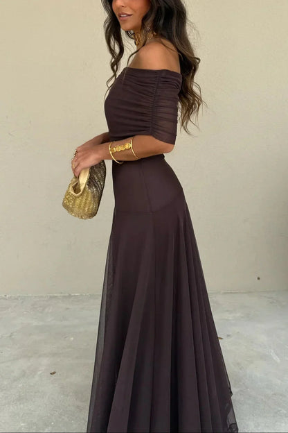 Vestido largo de verano para mujer plisado de un Hombro