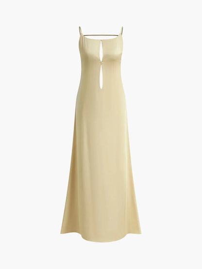 Vestido largo espalda descubierta amarillo para verano playa relax