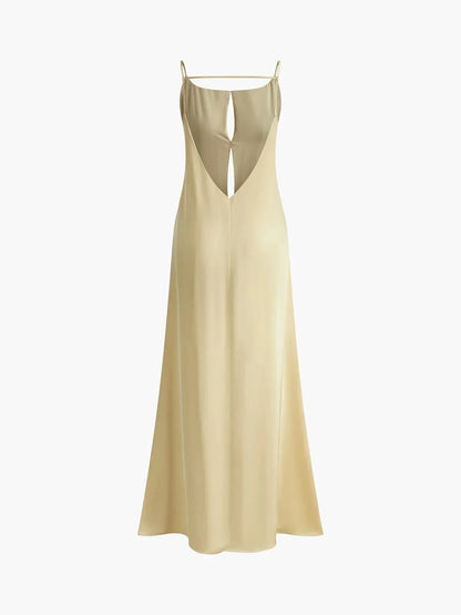 Vestido largo espalda descubierta amarillo para verano playa relax