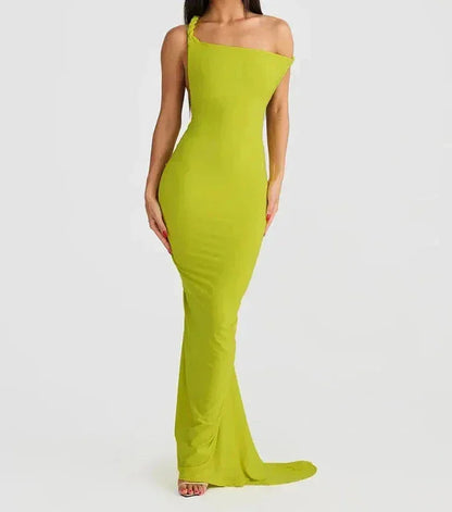 Vestido largo espalda descubierta con tirantes trenzados para fiesta